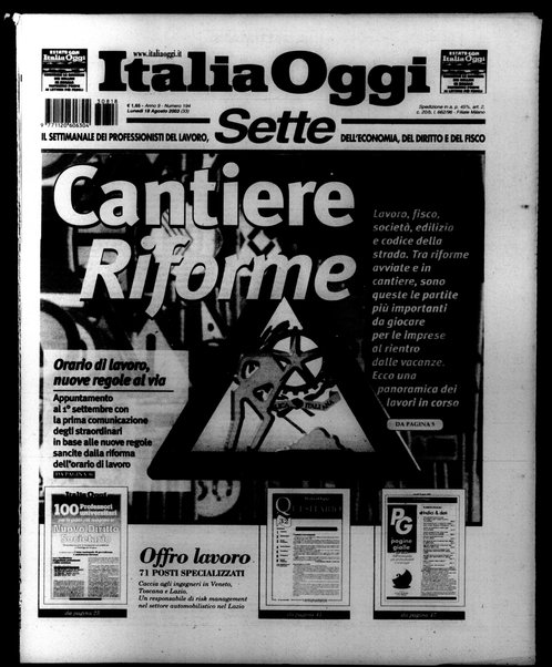 Italia oggi : quotidiano di economia finanza e politica